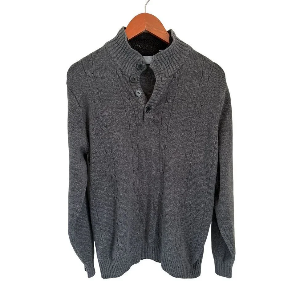 Oscar De La Renta Knitted Pullover Cotton Blend Gray Sweater Size Med